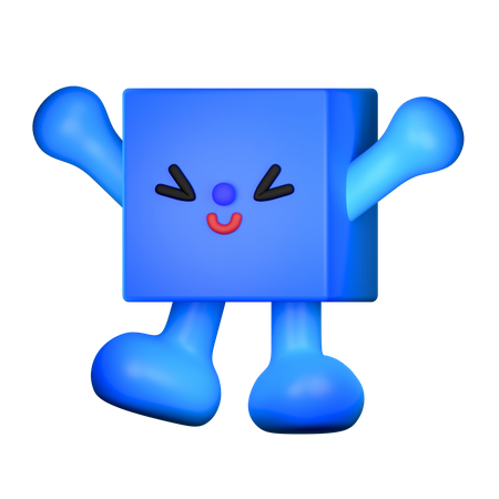 Forme de cube heureux  3D Illustration