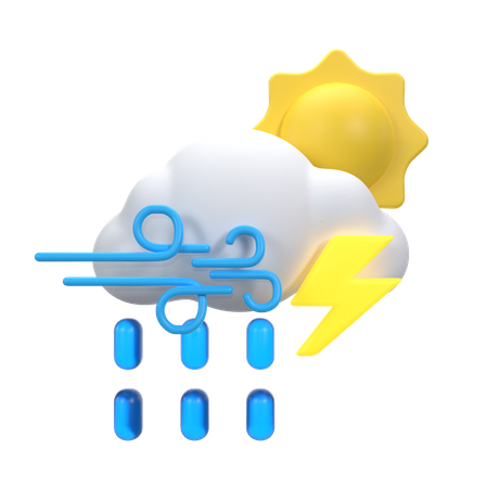 Forte bruine avec des éclairs  3D Icon