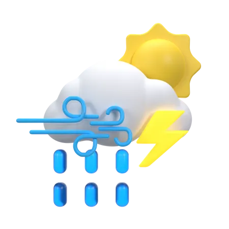 Forte bruine avec des éclairs  3D Icon