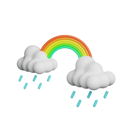 Forte pluie avec arc-en-ciel  3D Icon