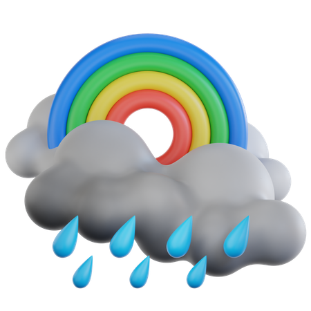 Forte pluie avec arc-en-ciel  3D Icon