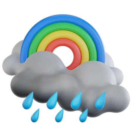 Forte pluie avec arc-en-ciel  3D Icon