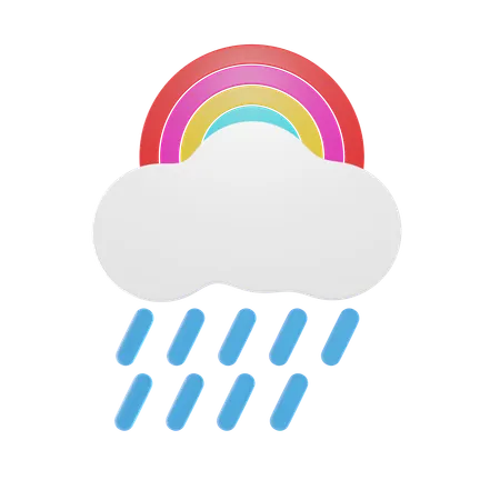 Forte pluie avec arc-en-ciel  3D Icon