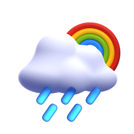 Forte pluie avec arc-en-ciel  3D Icon
