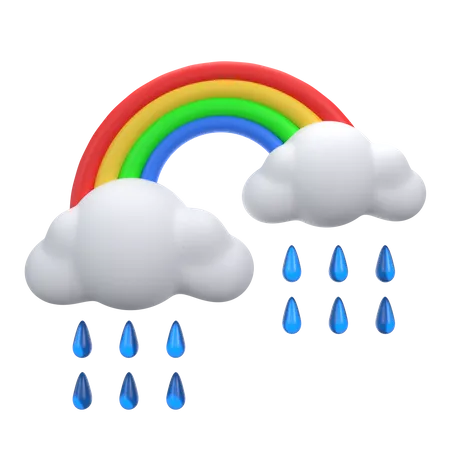 Forte pluie avec arc-en-ciel  3D Icon