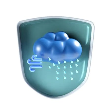 Forte pluie avec bouclier  3D Icon