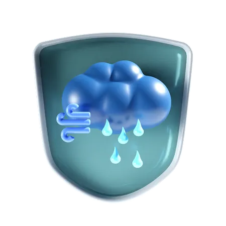 Forte pluie avec bouclier  3D Icon