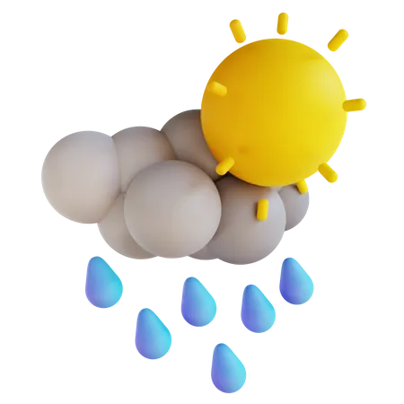 Forte pluie et soleil  3D Illustration