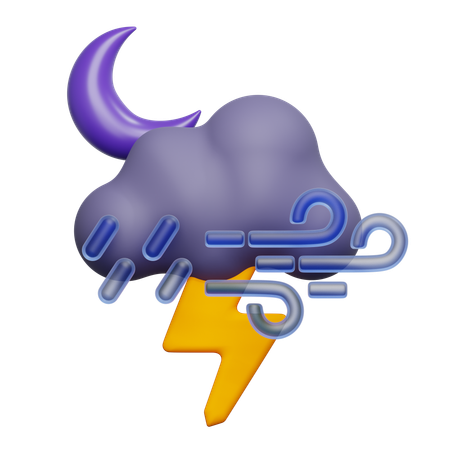 Forte pluie la nuit  3D Icon