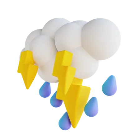 Forte pluie avec éclairs  3D Illustration