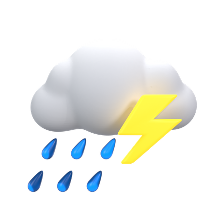 Forte pluie avec tonnerre  3D Icon