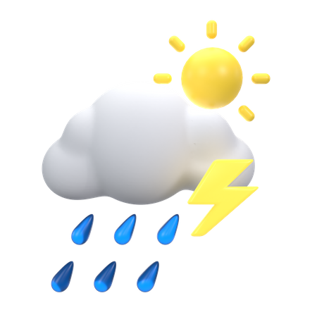 Fortes pluies avec tonnerre dans la journée  3D Icon