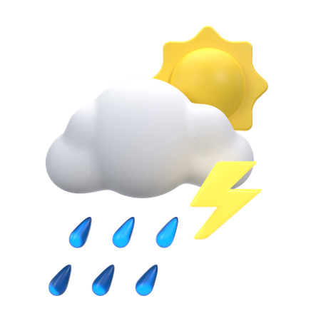 Fortes pluies avec tonnerre dans la journée  3D Icon