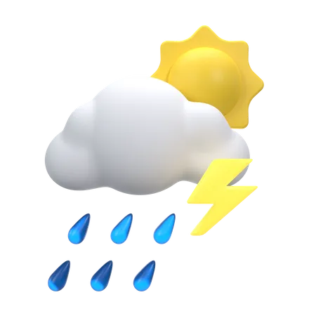 Fortes pluies avec tonnerre dans la journée  3D Icon