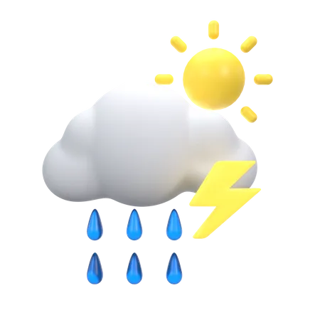 Fortes pluies avec tonnerre dans la journée  3D Icon