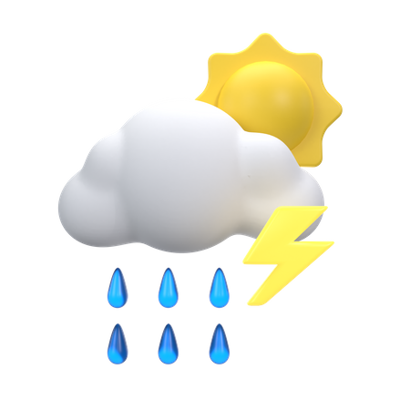 Fortes pluies avec tonnerre dans la journée  3D Icon