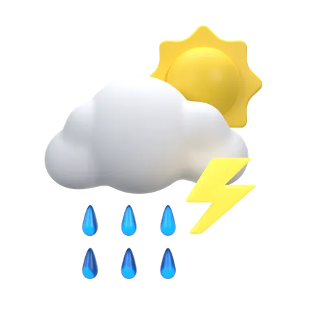 Fortes pluies avec tonnerre dans la journée  3D Icon