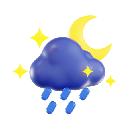 Forte pluie la nuit  3D Icon