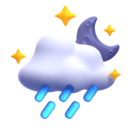 Forte pluie la nuit  3D Icon