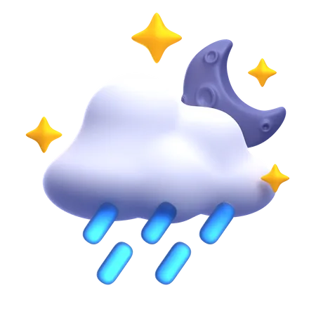 Forte pluie la nuit  3D Icon