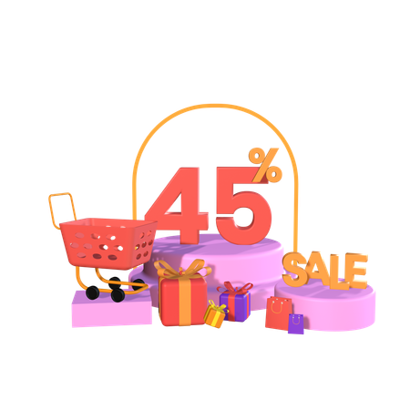 Forty Five Percent Discount  3D Icon
