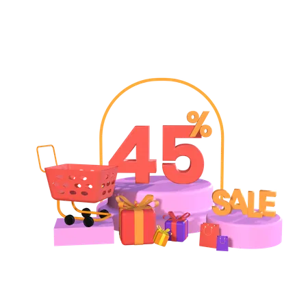 Forty Five Percent Discount  3D Icon