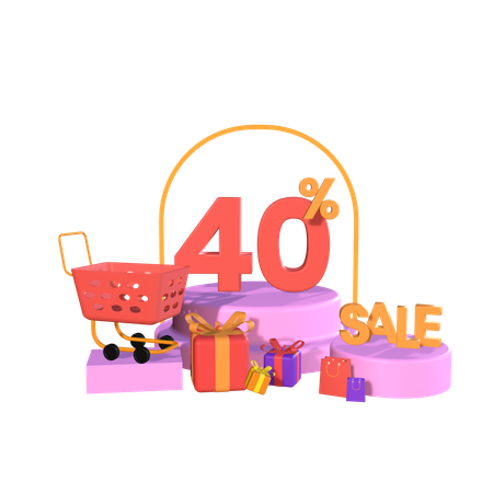 Forty Percent Discount  3D Icon