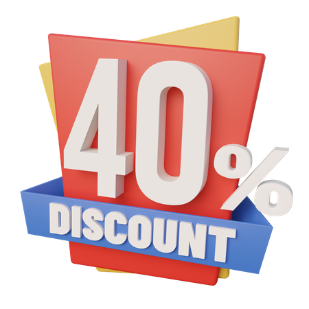 Forty Percent Discount 40 Percent Discount 3D Icon