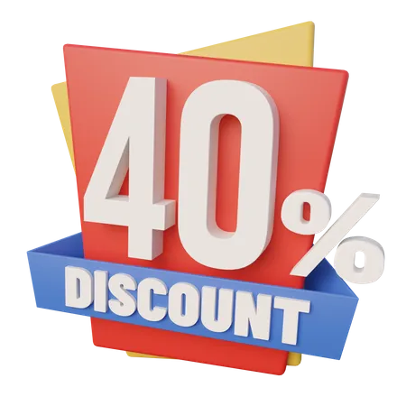Forty Percent Discount 40 Percent Discount  3D Icon