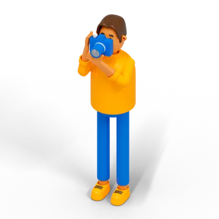 Fotógrafo masculino haciendo clic en la foto  3D Illustration