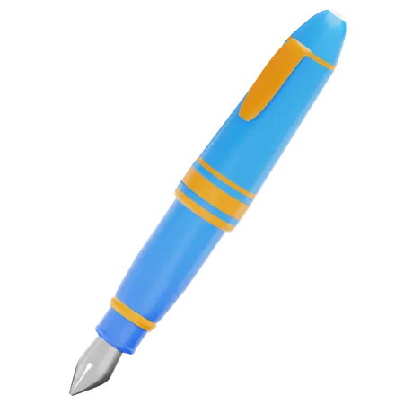 Fountain Pen With Blue Color On Isolated Background 3 D Icon Vector Illustration 3D Icon
