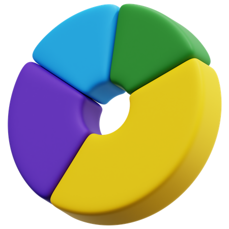 Four Color Donut Chart  3D Icon