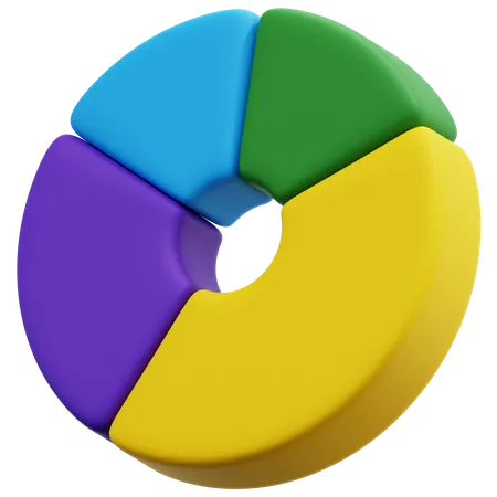 Four Color Donut Chart  3D Icon