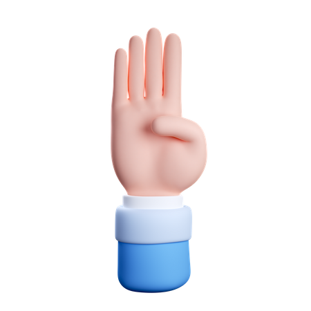 Four Finger Counting  3D Icon