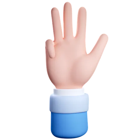 Four Finger Counting Gesture  3D Icon