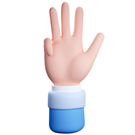 Four Finger Counting Gesture  3D Icon