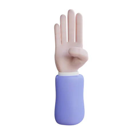 Four Finger Gesture  3D Icon