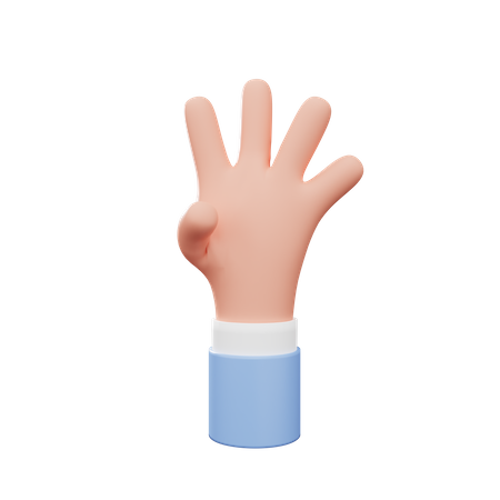 Four Finger Gesture  3D Illustration