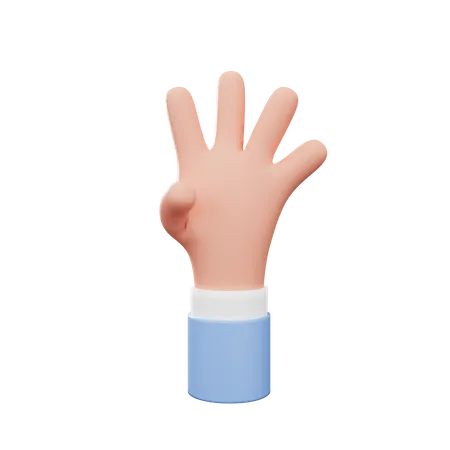 Four Finger Gesture  3D Illustration