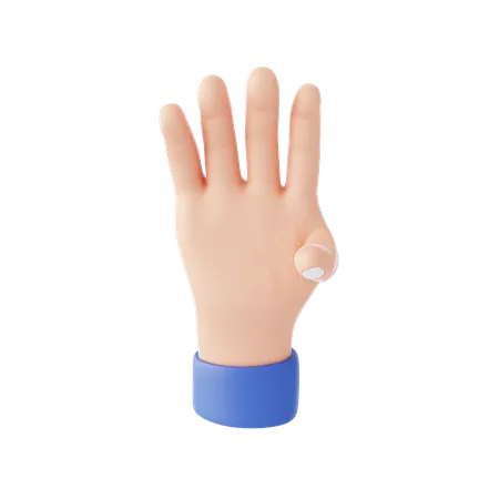 Four Finger Gesture  3D Illustration