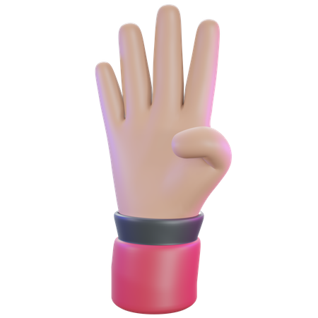 Four Finger gesture  3D Illustration