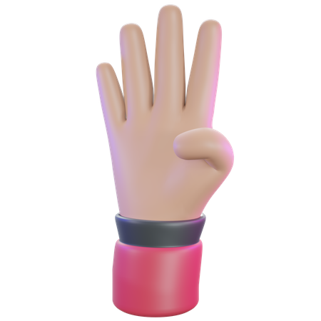 Four Finger gesture 3D Illustration