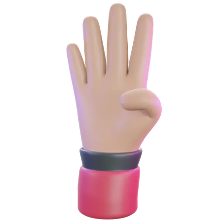 Four Finger gesture  3D Illustration