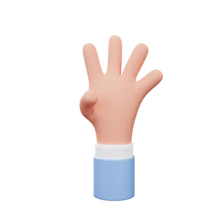 3 D Illustration Of Gesture Hand Four 3D Illustration