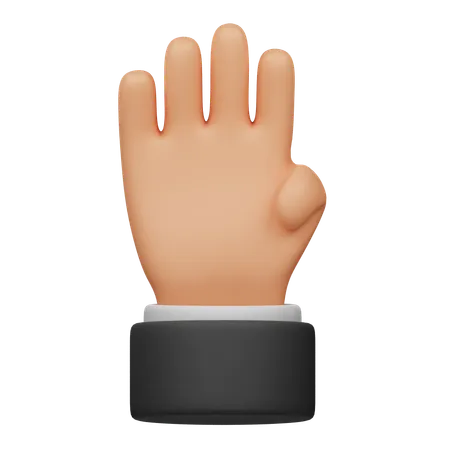 Four Finger Hand  3D Icon