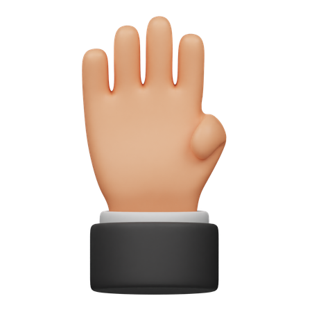 Four Finger Hand  3D Icon