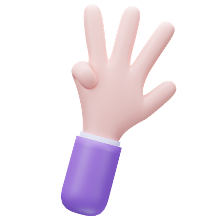 Four Finger Hand  3D Icon