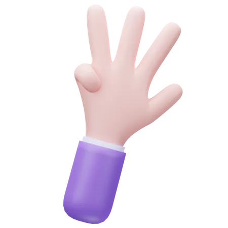 Four Finger Hand  3D Icon