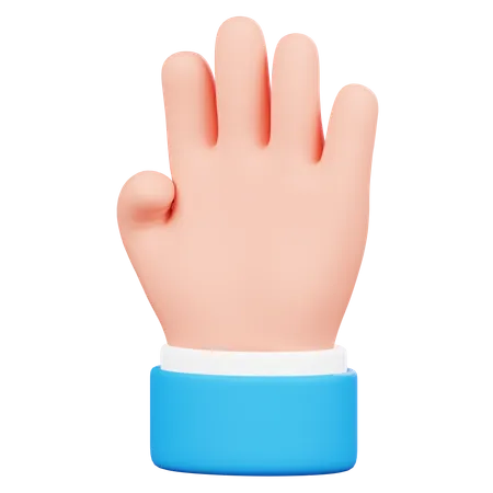 Four Finger Hand Gesture  3D Icon