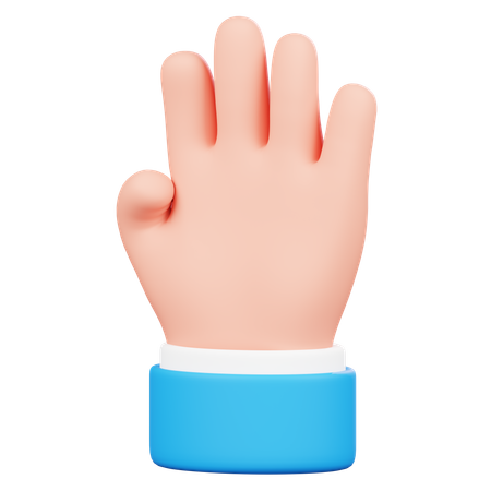 Four Finger Hand Gesture  3D Icon